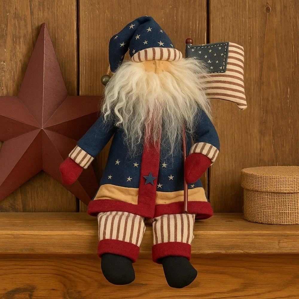 Primitive Americana Patriotic Santa Doll 16